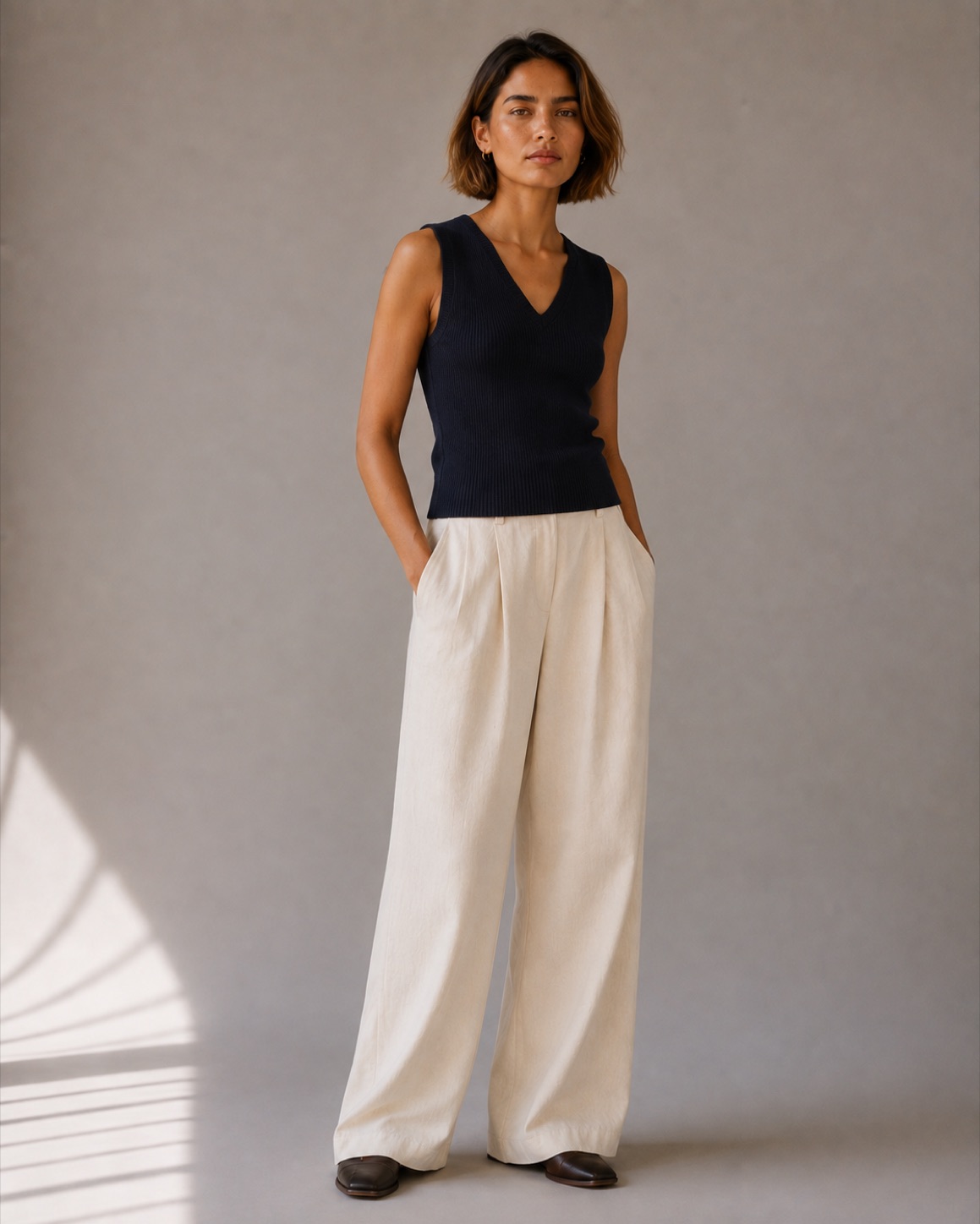 A navy knit vest