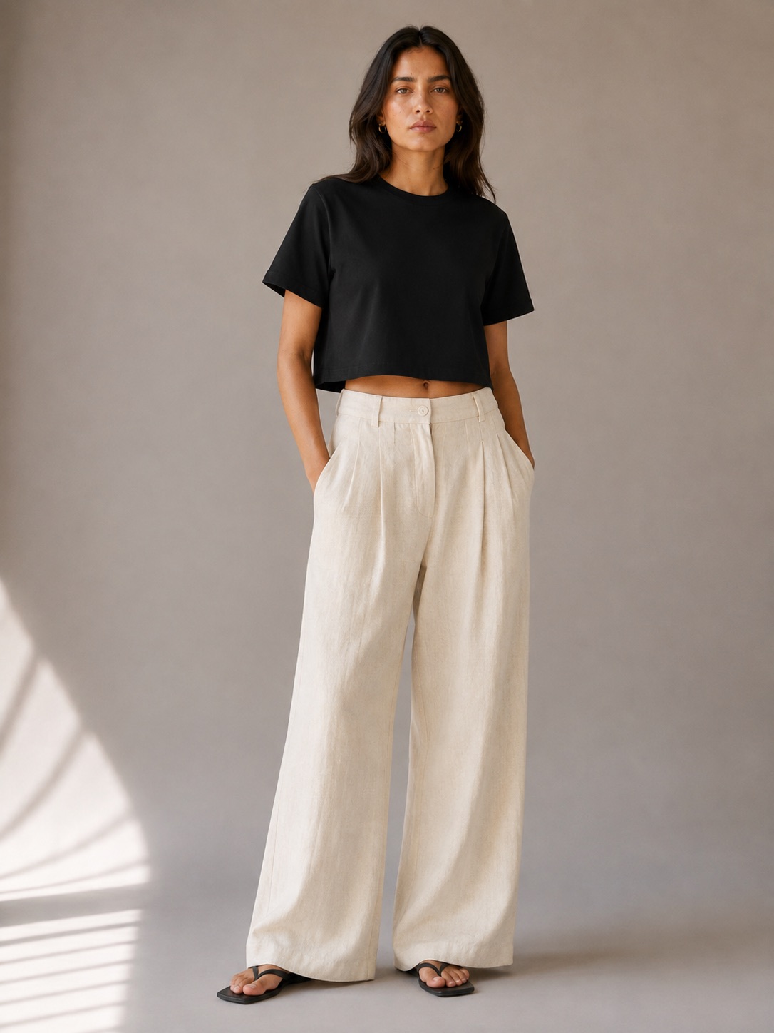 A black cropped tee